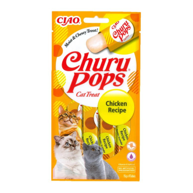 Churu Pops Recompensă Suculentă cu Pui pentru Pisici, 15 g x 4 buc